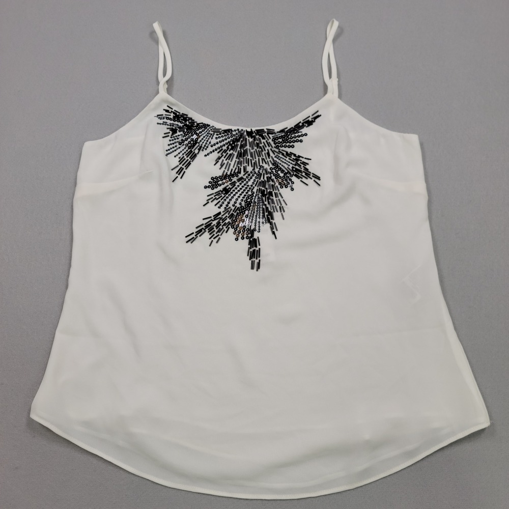 Women's WHBM Feminine Sequin Embellished Cami Tank Top, Ecru, Size Small, NWT